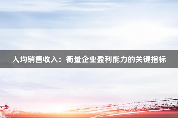 人均销售收入：衡量企业盈利能力的关键指标